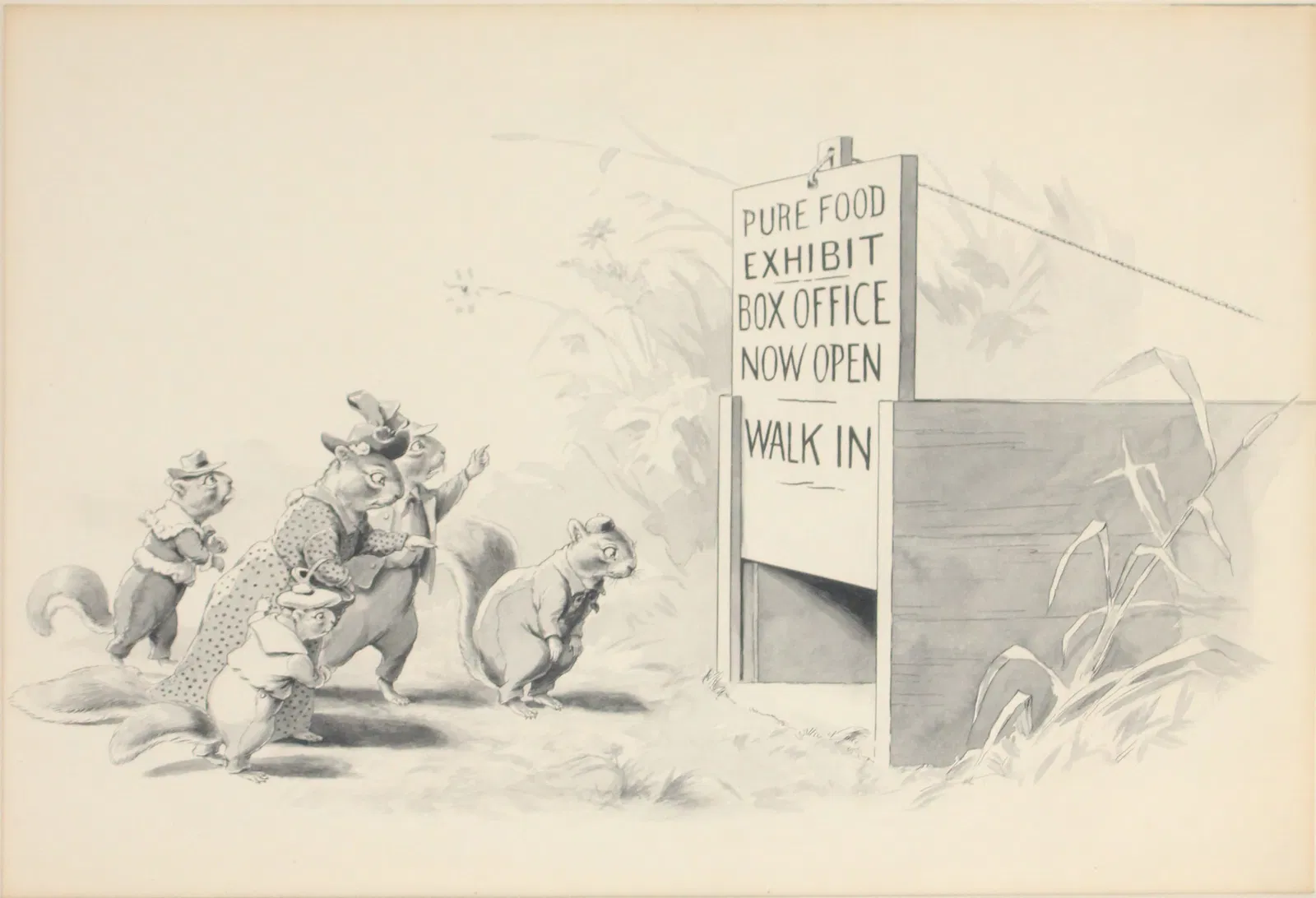 Thomas Nast, 1840-1902, Pure Food Exhibit, Ink and Watercolor on Paper
