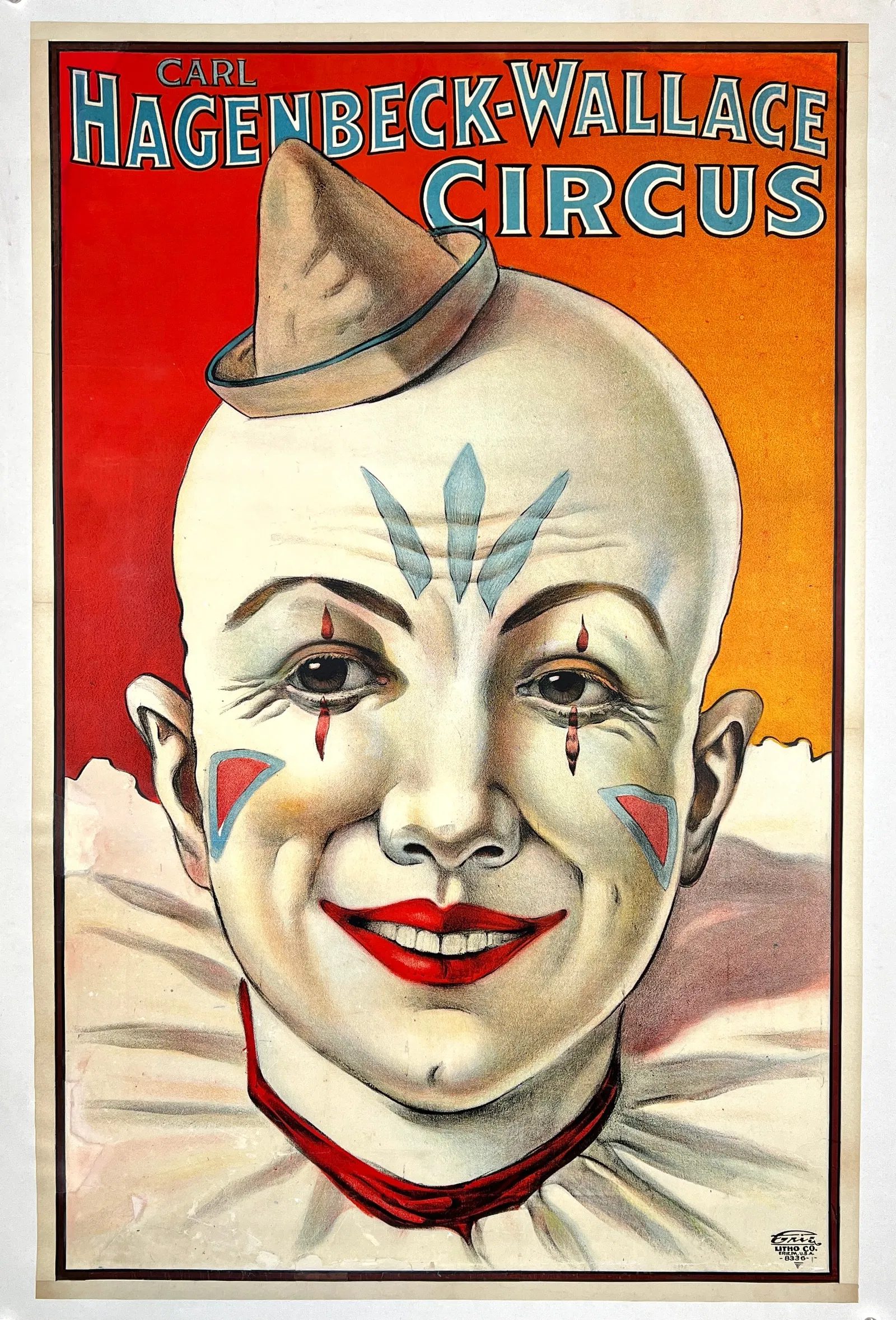 Lot #0001, a Carl Hagenbeck-Wallace Circus poster, was estimated at $600 to $900 and sold for $2,750. Image courtesy of Freedom Auction Company. 
