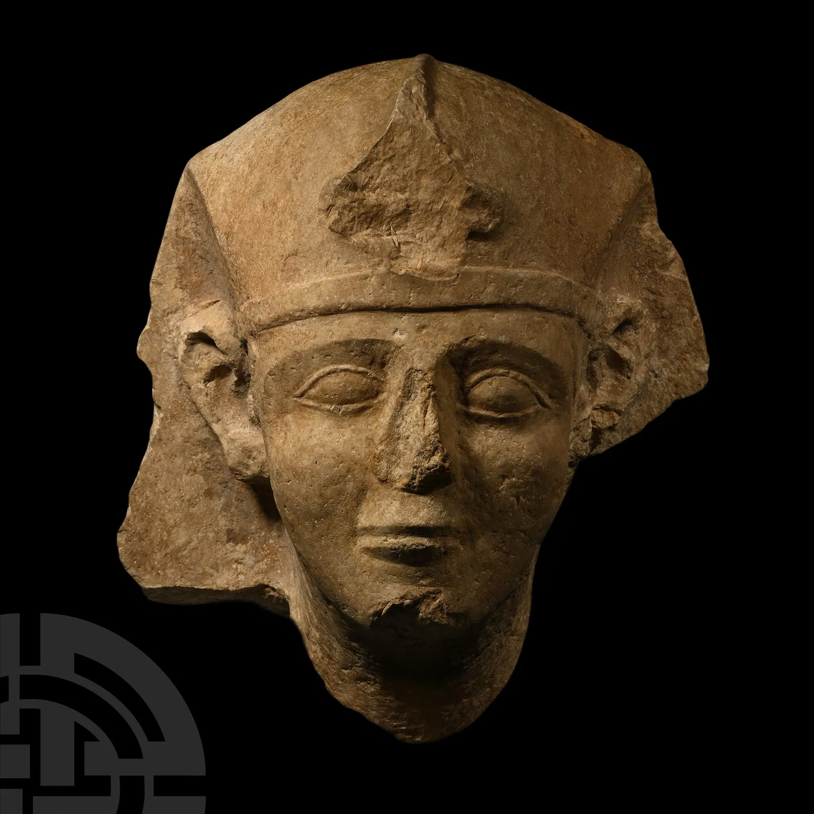 Monumental Levantine-Egyptian Stone Head of a Pharaoh
