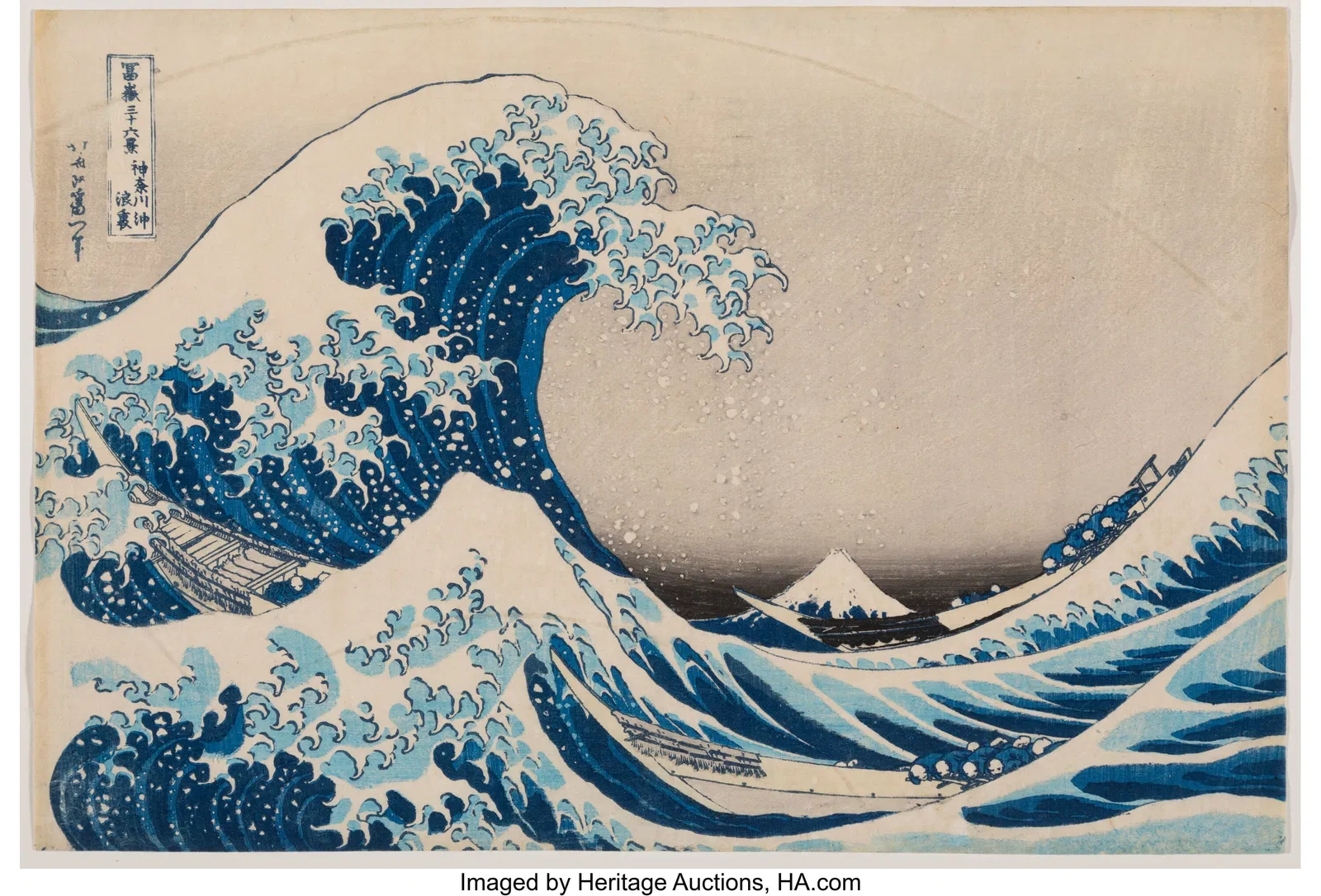 Katsushika Hokusai, Under the Wave Off Kanagawa (The Great Wave), c. 1831. Image courtesy of Heritage Auctions. 
